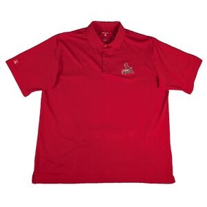 St. Louis Cardinals‎ | Antigua | Red Pique Polo | Mens | Embroidered | L - stain